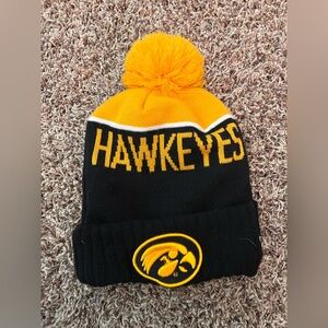 Kids Pom-Pom Beanie - Black and Yellow - Iowa Hawkeyes